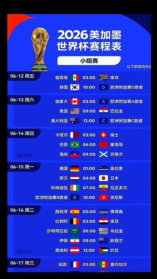 2026世界杯比赛时间高清版最新时间表直播平台